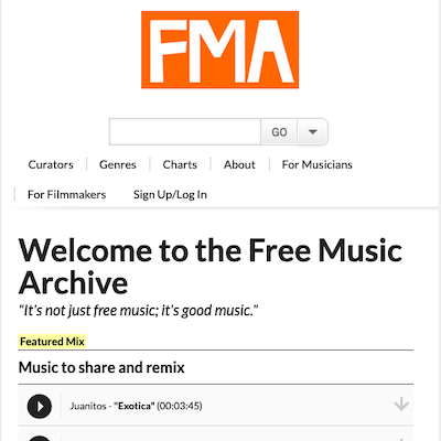 Morceaux de musique gratuits sur internet.